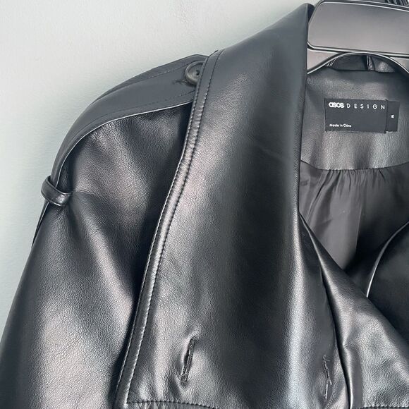 NEW Faux Leather Jacket Asos Women's Size M Cropped Double-Breasted Moto Chic - Picture 6 of 14